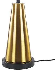 Lampa stołowa nocna metalowa 60 cm lniany klosz beż złoto Sandon Beliani