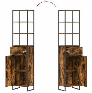 Industrialna szafka Łazienkowa z materiału drewnopochodnego w kolorze dąb dymny, 40 x 30 x 180 cm
