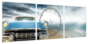 Obraz - Kabriolet w stylu vintage (z zegarem) (90x30 cm)