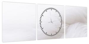 Obraz - Białe pióro (z zegarem) (90x30 cm)