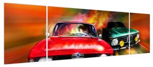 Obraz - Retro samochody wyścigowe (170x50 cm)