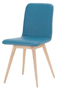 Krzesło z litego drewna dębowego z turkusowym skórzanym siedziskiem Gazzda Ena