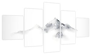 Obraz - Obraz gór namalowany tuszem (125x70 cm)