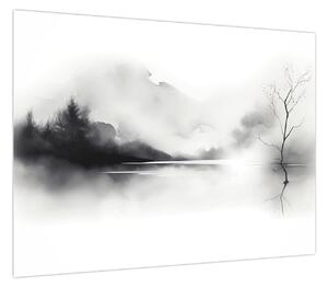 Obraz - Malowany tuszem krajobraz (70x50 cm)