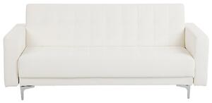 Modułowa sofa rozkładana 3-osobowa pikowana ekoskóra biała Aberdeen Beliani