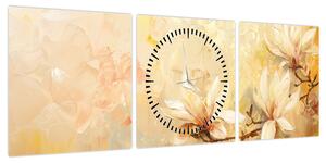 Obraz - Kwiaty (z zegarem) (90x30 cm)