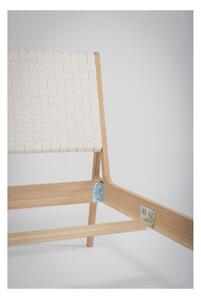 Łóżko z litego drewna dębowego z białym zagłówkiem Gazzda Fawn, 140x200 cm