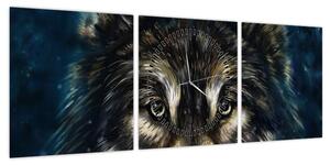 Obraz - Wilk (z zegarem) (90x30 cm)