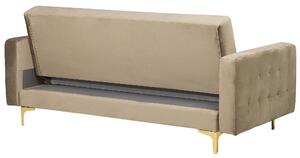Zestaw wypoczynkowy rozkładany 5-osobowy sofa fotele welurowy beżowy Aberdeen Beliani