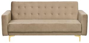 Modułowa sofa rozkładana 3-osobowa pikowana welurowa beżowa Aberdeen Beliani