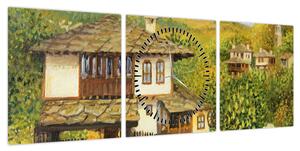 Obraz - Domki letniskowe w lecie (z zegarem) (90x30 cm)