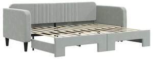Sofa rozsuwana, jasnoszara, 80x200 cm, aksamit
