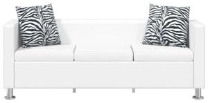 Sofa 3-osobowa ze skÃ³ry syntetycznej, biaÅa
