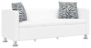 Sofa 3-osobowa ze skÃ³ry syntetycznej, biaÅa