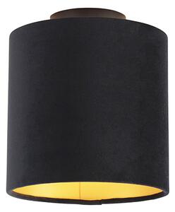 Plafon / Lampy sufitowe klosz welurowy czarno-złoty 20cm - Combi czarny Oswietlenie wewnetrzne