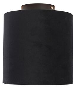 Plafon / Lampy sufitowe klosz welurowy czarno-złoty 20cm - Combi czarny Oswietlenie wewnetrzne