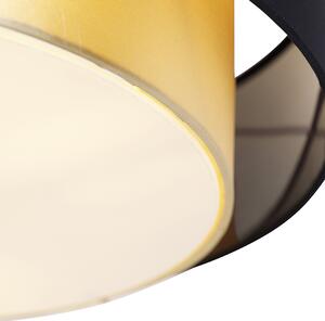 Nowoczesna lampa sufitowa czarna ze złotem 50 cm 3-punktowa - Drum Duo Oswietlenie wewnetrzne