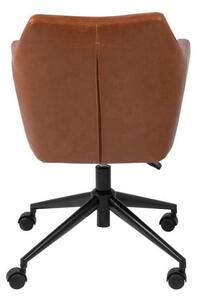 Brązowy fotel biurowy ze skóry ekologicznej na kółkach Actona Nora