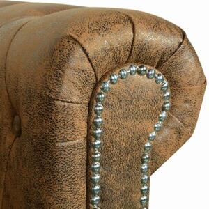 Trzyosobowa sofa chesterfield ze sztucznej skÃ³ry, brÄ zowa