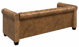Trzyosobowa sofa chesterfield ze sztucznej skÃ³ry, brÄ zowa