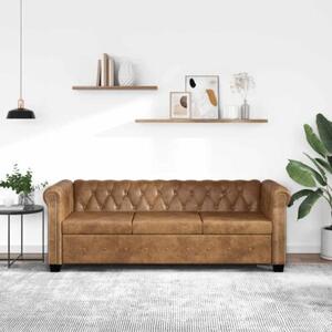 Trzyosobowa sofa chesterfield ze sztucznej skÃ³ry, brÄ zowa