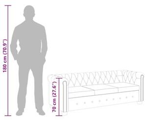 Sofa 3-osobowa w stylu chesterfield, sztuczna skÃ³ra, biaÅa