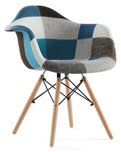 MebleMWM Krzesło kubełkowe ART105C | Patchwork niebieski | Outlet
