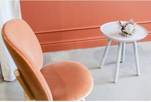Pomarańczowy aksamitny fotel z jesionową konstrukcją z elementami skórzanymi EMKO Naïve