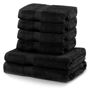 Zestaw 6 czarnych ręczników DecoKing Marina