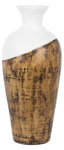 Nowoczesna waza wazon dekoracyjny 44 cm ceramiczny art-deco brązowo-biały Bona Beliani