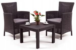 Zestaw mebli Keter Rosario 2 krzesła + stolik kawowy brązowy