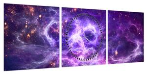 Obraz - Purple Universe (z zegarem) (90x30 cm)
