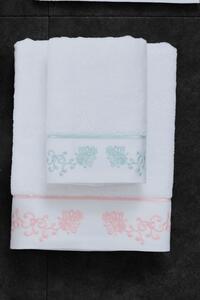 Mały ręcznik DIARA 30 x 50 cm Biały / miętowy haft