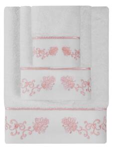 Ręcznik 50x100 DIARA cm Biały / różowy haft