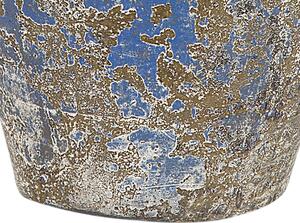 Wazon dekoracyjny złoto-niebieski postarzany na kwiaty ceramiczny 43 cm Callatis Beliani