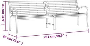 Podwójna ławka ogrodowa, czarna, 231 cm, stal i wpc