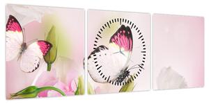 Obraz - Motyl (z zegarem) (90x30 cm)