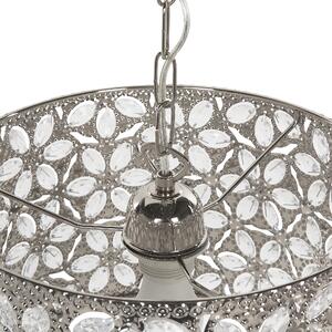 Lampa wisząca dekoracyjna lampka metalowy klosz kryształki srebrna Sajo L Beliani