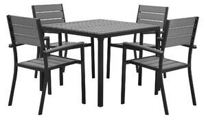 Zestaw mebli ogrodowych 4 krzesła stolik aluminium efekt drewna szary Prato Beliani