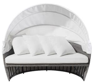 Kosz plażowy szary białe poduszki ze schowkiem ławką polyrattan Sylt Lux Beliani