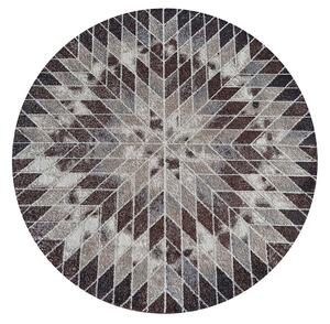 Brązowy okrągły dywan z wzorami - Hrimo