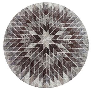 Beżowy okrągły wzorzysty dywan - Hrimo