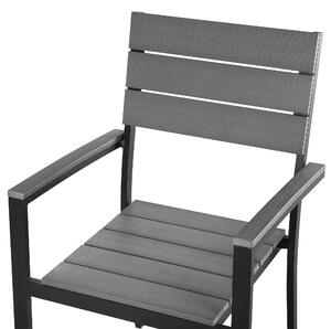 Zestaw ogrodowy szary sztuczne drewno metal 6 krzeseł 1 stół odporny Como Beliani