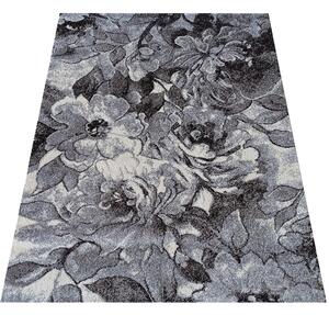 Szary miękki dywan z motywem kwiatów - Dimate 3X