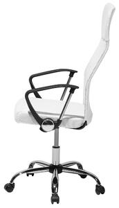 Krzesło biurowe białe ekoskóra siatka regulacja wysokości obrotowe Design Beliani