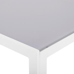 Stół jadalniany ogrodowy biała aluminiowa rama szklany szary blat 160 x 90 cm Catania Beliani