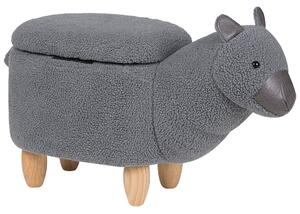 Dziecięcy hoker puf ze schowkiem w kształcie zwierzaka tapicerowany szary Alpaca Beliani
