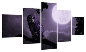 Obraz - Nocna sowa, fioletowy (125x70 cm)