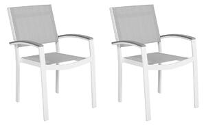 Zestaw 2 krzeseł ogrodowych aluminiowych na taras balkon szary Pereta Beliani