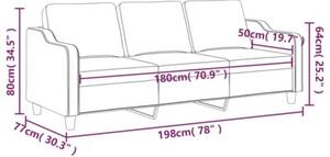 Sofa 3-osobowa, kolor taupe, 180 cm, tapicerowana tkaninÄ
